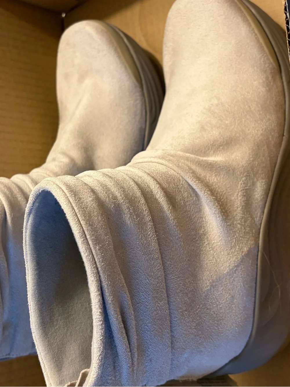 Bzees Light Beige Suede Ankle Booties